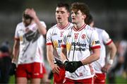 10 January 2024; Dalaigh Jones of Tyrone reacts alongside teammates sfter their side's defeat in the Bank of Ireland Dr McKenna Cup Group A match between Armagh and Tyrone at BOX-IT Athletic Grounds in Armagh. Photo by Ben McShane/Sportsfile