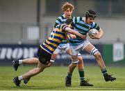 11 January 2024; Niklas Leddy of St Gerard's School is tackled by Louis Staunton of Skerries Community College during the Bank of Ireland Fr Godfrey Cup Round 1 match between Skerries Community College and St Gerards School at Energia Park in Dublin. Photo by Seb Daly/Sportsfile