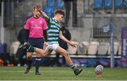 11 January 2024; Harry Dunne of St Gerard's School kicks a penalty during the Bank of Ireland Fr Godfrey Cup Round 1 match between Skerries Community College and St Gerards School at Energia Park in Dublin. Photo by Seb Daly/Sportsfile