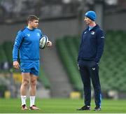 12 January 2024; Garry Ringrose and head coach Leo Cullen during a Leinster Rugby captain's run at the Aviva Stadium in Dublin. Photo by Harry Murphy/Sportsfile