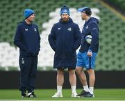 12 January 2024; Leinster coaches, from left, senior coach Jacques Nienaber, contact skills coach Sean O'Brien and backs coach Andrew Goodman during a Leinster Rugby captain's run at the Aviva Stadium in Dublin. Photo by Harry Murphy/Sportsfile