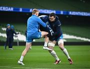 12 January 2024; James Ryan, right, and Tommy O'Brien during a Leinster Rugby captain's run at the Aviva Stadium in Dublin. Photo by Harry Murphy/Sportsfile