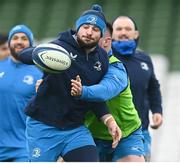 12 January 2024; Robbie Henshaw is tackled by Rónan Kelleher during a Leinster Rugby captain's run at the Aviva Stadium in Dublin. Photo by Harry Murphy/Sportsfile