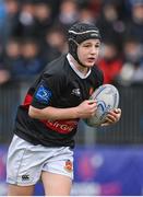 11 January 2024; Ruairi O’Luanaigh-Hall of The High School during the Bank of Ireland Fr Godfrey Cup Round 1 match between The King's Hospital and The High School at Energia Park in Dublin. Photo by Seb Daly/Sportsfile
