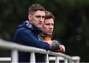 12 January 2024; John Martin of Shelbourne, left, and Shelbourne technical director Luke Byrne during the pre-season friendly match between Shelbourne and Dundalk at AUL Complex in Clonsaugh, Dublin. Photo by Ben McShane/Sportsfile