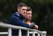 12 January 2024; John Martin of Shelbourne, left, and Shelbourne technical director Luke Byrne during the pre-season friendly match between Shelbourne and Dundalk at AUL Complex in Clonsaugh, Dublin. Photo by Ben McShane/Sportsfile