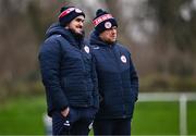 12 January 2024; Shelbourne manager Damien Duff, right, and Shelbourne coach Joey O'Brien during the pre-season friendly match between Shelbourne and Dundalk at AUL Complex in Clonsaugh, Dublin. Photo by Ben McShane/Sportsfile