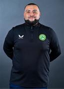 12 May 2023; Communications manager Adam Thompson during a Republic of Ireland U17 squad portrait session at The Carlton Hotel in Blanchardstown, Dublin. Photo by Ben McShane/Sportsfile