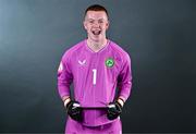 12 May 2023; Goalkeeper Jason Healy during a Republic of Ireland U17 squad portrait session at The Carlton Hotel in Blanchardstown, Dublin. Photo by Ben McShane/Sportsfile