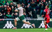 13 January 2024; Sean Jansen of Connacht makes a break on the way to scoring his side's first try during the Investec Champions Cup Pool 1 Round 3 match between Lyon and Connacht at Matmut Stadium de Gerland in Lyon, France. Photo by Romain Biard/Sportsfile