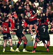 13 January 2024; Simon Zebo of Munster catches a high ball during the Investec Champions Cup Pool 3 Round 3 match between RC Toulon and Munster at Stade Felix Mayol in Toulon, France. Photo by Eóin Noonan/Sportsfile