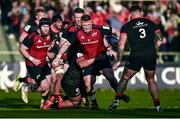 13 January 2024; John Ryan of Munster is tackled by Selevasio Tolofua of Toulon during the Investec Champions Cup Pool 3 Round 3 match between RC Toulon and Munster at Stade Felix Mayol in Toulon, France. Photo by Eóin Noonan/Sportsfile