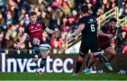 13 January 2024; Jack Crowley of Munster attempts a chip forward, but the resulting play ended with Toulon's first try, during the Investec Champions Cup Pool 3 Round 3 match between RC Toulon and Munster at Stade Felix Mayol in Toulon, France. Photo by Eóin Noonan/Sportsfile