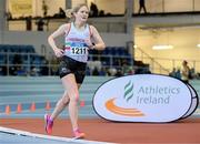 13 January 2024; Susan Murnane of Limerick AC, Limerick, competes in the women's over 45 3000m during the 123.ie National Masters Indoor Championships at the TUS International arena in Athlone, Westmeath. Photo by Tyler Miller/Sportsfile