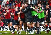 13 January 2024; Simon Zebo of Munster celebrates with teammates after scoring their side's second try during the Investec Champions Cup Pool 3 Round 3 match between RC Toulon and Munster at Stade Felix Mayol in Toulon, France. Photo by Eóin Noonan/Sportsfile