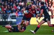 13 January 2024; Simon Zebo of Munster is tackled by Leicester Fainga'anuku of Toulon during the Investec Champions Cup Pool 3 Round 3 match between RC Toulon and Munster at Stade Felix Mayol in Toulon, France. Photo by Eóin Noonan/Sportsfile