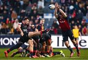 13 January 2024; Peter O’Mahony of Munster attempts to block a box kick by Ben White of Toulon during the Investec Champions Cup Pool 3 Round 3 match between RC Toulon and Munster at Stade Felix Mayol in Toulon, France. Photo by Eóin Noonan/Sportsfile