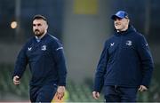 13 January 2024;  Leinster players Rónan Kelleher, left, and Dan Sheehan walk the pitch before the Investec Champions Cup Pool 4 Round 3 match between Leinster and Stade Francais at the Aviva Stadium in Dublin. Photo by Sam Barnes/Sportsfile