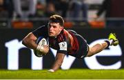 13 January 2024; Calvin Nash of Munster scores his side's fourth try during the Investec Champions Cup Pool 3 Round 3 match between RC Toulon and Munster at Stade Felix Mayol in Toulon, France. Photo by Eóin Noonan/Sportsfile