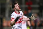 13 January 2024; Padraig McGrogan of Derry reacts after a missed opportunity on goal during the Bank of Ireland Dr McKenna Cup semi-final match between Armagh and Derry at BOX-IT Athletic Grounds in Armagh. Photo by Ben McShane/Sportsfile