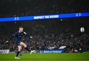 13 January 2024; Sam Prendergast of Leinster kicks a conversion during the Investec Champions Cup Pool 4 Round 3 match between Leinster and Stade Francais at the Aviva Stadium in Dublin. Photo by Harry Murphy/Sportsfile