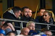 13 January 2024; British & Irish Lions and Ireland head coach Andy Farrell, centre, and Ireland scrum coach John Fogarty, left, in attendance during the Investec Champions Cup Pool 4 Round 3 match between Leinster and Stade Francais at the Aviva Stadium in Dublin. Photo by Sam Barnes/Sportsfile