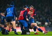 13 January 2024; Ciarán Frawley of Leinster receives treatment during the Investec Champions Cup Pool 4 Round 3 match between Leinster and Stade Francais at the Aviva Stadium in Dublin. Photo by Harry Murphy/Sportsfile