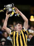 13 January 2024; Tullogher Rosbercon captain Colman O'Sullivan lifts the cup after his side's victory in the AIB GAA Hurling All-Ireland Junior Club Championship final match between St Catherine's of Cork and Tullogher Rosbercon of Kilkenny at Croke Park in Dublin. Photo by Piaras Ó Mídheach/Sportsfile