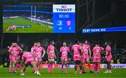 13 January 2024; Stade Francais players react at the final whistle after their side's defeat in the Investec Champions Cup Pool 4 Round 3 match between Leinster and Stade Francais at the Aviva Stadium in Dublin. Photo by Sam Barnes/Sportsfile