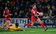 13 January 2024; Antoine Dupont of Toulouse on his way to scoring his side's fourth try during the Investec Champions Cup Pool 2 Round 3 match between Ulster and Toulouse at Kingspan Stadium in Belfast. Photo by Ramsey Cardy/Sportsfile