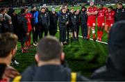 13 January 2024; Toulouse head coach Ugo Mola speaks to his team after the Investec Champions Cup Pool 2 Round 3 match between Ulster and Toulouse at Kingspan Stadium in Belfast. Photo by Ramsey Cardy/Sportsfile