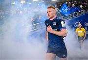 13 January 2024; Ciarán Frawley of Leinster runs out for the second half during the Investec Champions Cup Pool 4 Round 3 match between Leinster and Stade Francais at the Aviva Stadium in Dublin. Photo by Harry Murphy/Sportsfile