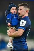 13 January 2024; Luke McGrath of Leinster, with his son Bobby, after the Investec Champions Cup Pool 4 Round 3 match between Leinster and Stade Francais at the Aviva Stadium in Dublin. Photo by Seb Daly/Sportsfile