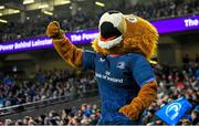 13 January 2024; Leinster mascot Leo the Lion during the Investec Champions Cup Pool 4 Round 3 match between Leinster and Stade Francais at the Aviva Stadium in Dublin. Photo by Seb Daly/Sportsfile
