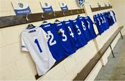 14 January 2024; Laois jerseys hang in the dressing room before the Dioralyte Walsh Cup Round 3 match between Galway and Laois at Duggan Park in Ballinasloe, Galway. Photo by Seb Daly/Sportsfile