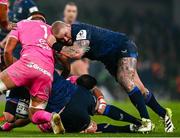 13 January 2024; Andrew Porter of Leinster clears a ruck during the Investec Champions Cup Pool 4 Round 3 match between Leinster and Stade Francais at the Aviva Stadium in Dublin. Photo by Harry Murphy/Sportsfile