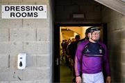 14 January 2024; Lee Chin of Wexford leads his side out for the warm-up before the Dioralyte Walsh Cup Round 3 match between Wexford and Carlow at Chadwicks Wexford Park in Wexford. Photo by Tyler Miller/Sportsfile