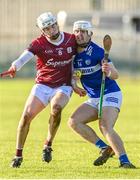 14 January 2024; David Dooley of Laois in action against Donal O’Shea of Galway during the Dioralyte Walsh Cup Round 3 match between Galway and Laois at Duggan Park in Ballinasloe, Galway. Photo by Seb Daly/Sportsfile