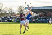 14 January 2024; Padraig Delaney of Laois in action against Alex Connaire of Galway during the Dioralyte Walsh Cup Round 3 match between Galway and Laois at Duggan Park in Ballinasloe, Galway. Photo by Seb Daly/Sportsfile