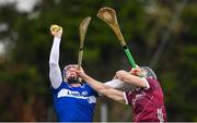 14 January 2024; Stephen Maher of Laois in action against Dan Loftus of Galway during the Dioralyte Walsh Cup Round 3 match between Galway and Laois at Duggan Park in Ballinasloe, Galway. Photo by Seb Daly/Sportsfile