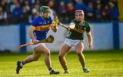14 January 2024; Danny Slattery of Tipperary in action against Luke Crowley of Kerry during the Co-Op Superstores Munster Hurling League Group B match between Tipperary and Kerry at MacDonagh Park in Nenagh, Tipperary. Photo by Harry Murphy/Sportsfile