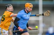 14 January 2024; Alex Considine of Dublin in action against Aodhan O'Brien of Antrim during the Dioralyte Walsh Cup Round 3 match between Dublin and Antrim at Parnell Park in Dublin. Photo by Sam Barnes/Sportsfile