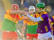 14 January 2024; Niall Bolger of Carlow in action against Richie Lawlor of Wexford during the Dioralyte Walsh Cup Round 3 match between Wexford and Carlow at Chadwicks Wexford Park in Wexford. Photo by Tyler Miller/Sportsfile