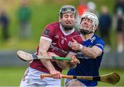 14 January 2024; Padraic Mannion of Galway in action against David Dooley of Laois during the Dioralyte Walsh Cup Round 3 match between Galway and Laois at Duggan Park in Ballinasloe, Galway. Photo by Seb Daly/Sportsfile