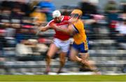 14 January 2024; Cormac Beausang of Cork is tackled by Seadna Morey of Clare during the Co-Op Superstores Munster Hurling League Group A match between Cork and Clare at Páirc Uí Rinn in Cork.  Photo by Eóin Noonan/Sportsfile