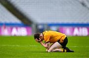 14 January 2024; Jack McElligott of Listowel Emmets reacts at the final whistle after his side's loss of the AIB GAA Football All-Ireland Junior Club Championship final match between Arva of Cavan and Listowel Emmets of Kerry at Croke Park in Dublin. Photo by Ben McShane/Sportsfile