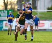 14 January 2024; Gearoid O'Connor of Tipperary in action against Michael Leane of Kerry during the Co-Op Superstores Munster Hurling League Group B match between Tipperary and Kerry at MacDonagh Park in Nenagh, Tipperary. Photo by Harry Murphy/Sportsfile