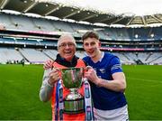 14 January 2024; Conal Sheridan of Arva and kitman Michael Ellis celebrate after victory in the AIB GAA Football All-Ireland Junior Club Championship final match between Arva of Cavan and Listowel Emmets of Kerry at Croke Park in Dublin. Photo by Piaras Ó Mídheach/Sportsfile