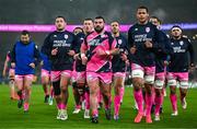 13 January 2024; Stade Francais players return to the dressing room after warming up before the Investec Champions Cup Pool 4 Round 3 match between Leinster and Stade Francais at the Aviva Stadium in Dublin. Photo by Sam Barnes/Sportsfile