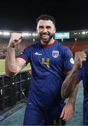 14 January 2024; Roberto Lopes of Cape Verde celebrates after his side's victory in the TotalEnergies CAF Africa Cup of Nations match between Ghana and Cape Verde at Stade Félix-Houphouët-Boigny, Abidjan, Côte d'Ivoire. Photo by Sergio Bisi/Sportsfile